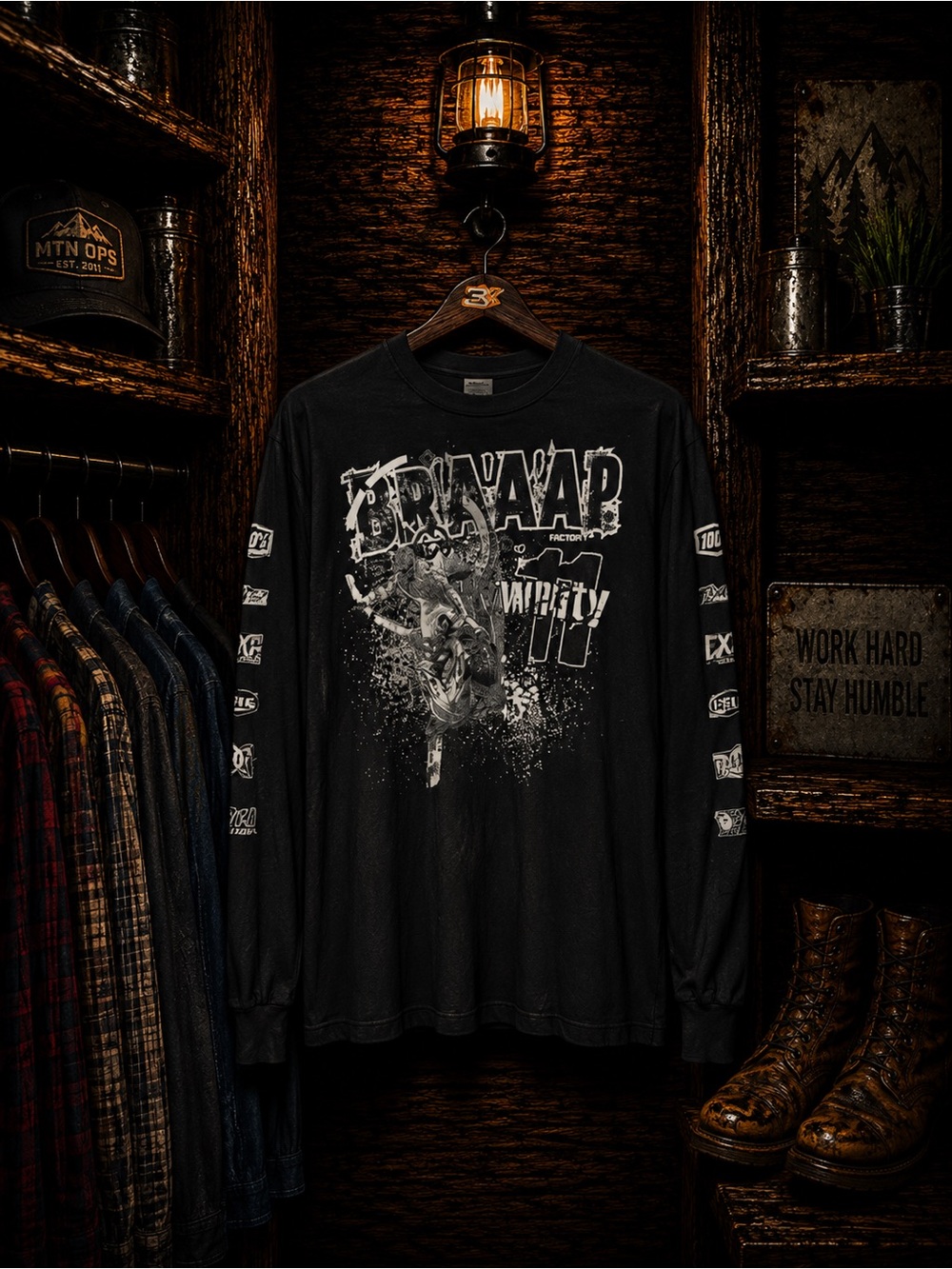 BRAAAP Factory Sponsored NWOT Mens Large Long Sleeve TShirt Black